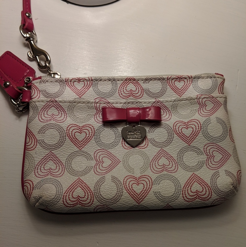 Pink and White Coach Wristlet NWOT